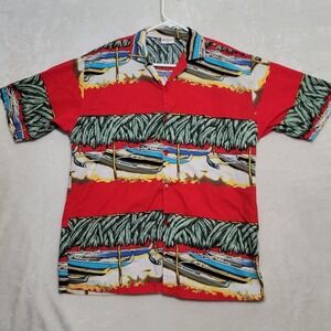 Wagun Men's Hawaiian Shirt Sz 2XL Red Black